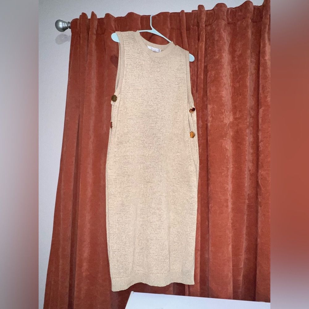 Anthropologie Flat White Sleeveless Beige Knit Dress